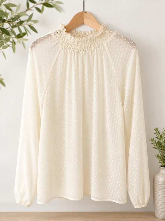 Mossimo Tops - Mossimo Romantic Sheer Cream Polka Dot Women's Blouse XL